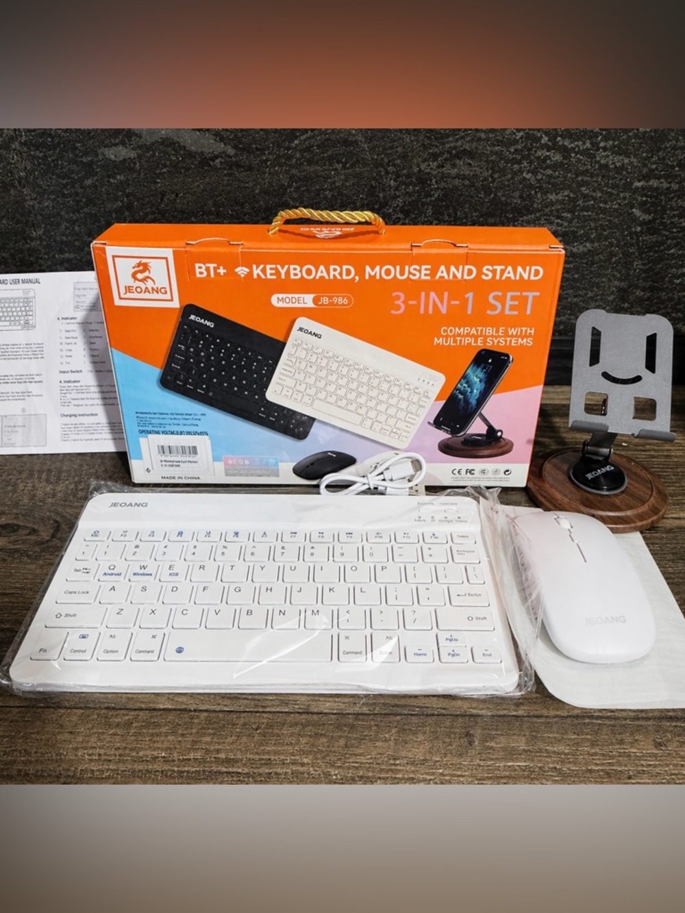 NEW 3-in-1 BT+ Wireless Keyboard, Mouse & Phone Support - White and Black